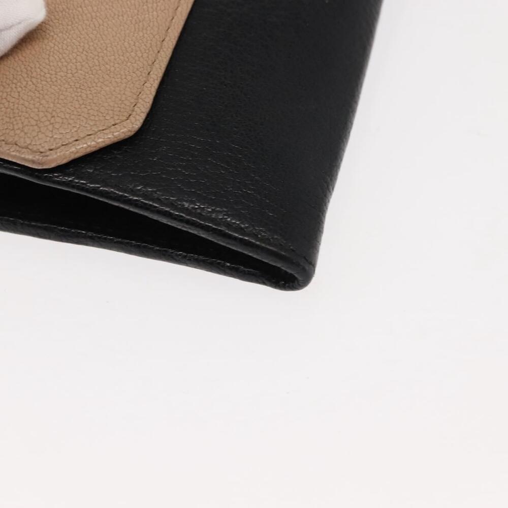 Miu Miu Chain Wallet Leather Beige Black gold Auth bs29776 - Picture 8 of 16